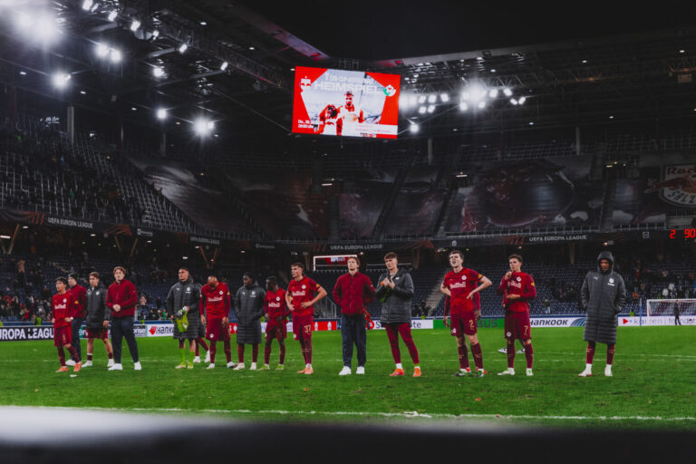 Mannschaft des FC Red Bull Salzburg beim Europa-League-Spiel gegen Ferencvárosi TC